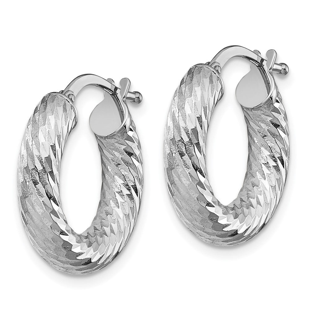 14k White Gold 17.8 mm  Diamond-cut Round Hoop Earrings (1.85 grams)