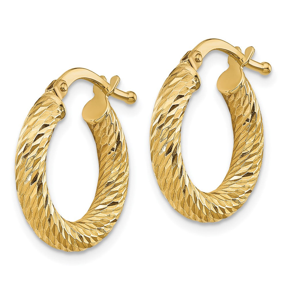 14k Yellow Gold 16 mm Diamond-cut Round Hoop Earrings (1.48 grams)