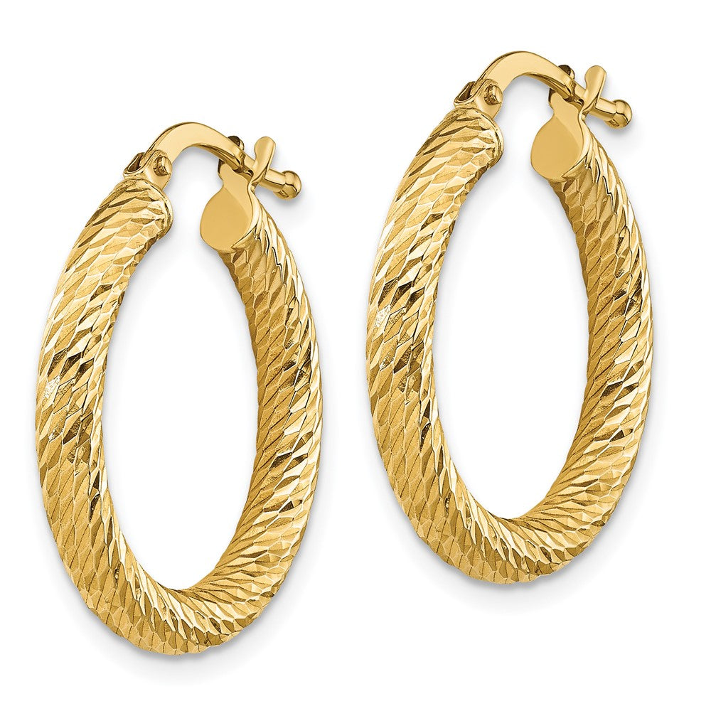 14k Yellow Gold 21.5 mm Diamond-cut Round Hoop Earrings (1.84 grams)