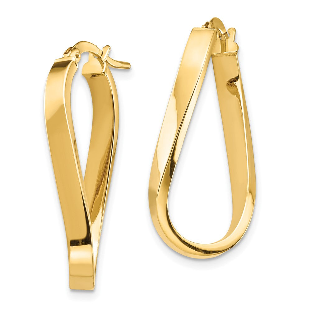 14k Yellow Gold 13.48 mm Wavy Hoop Earrings (1.65 grams)