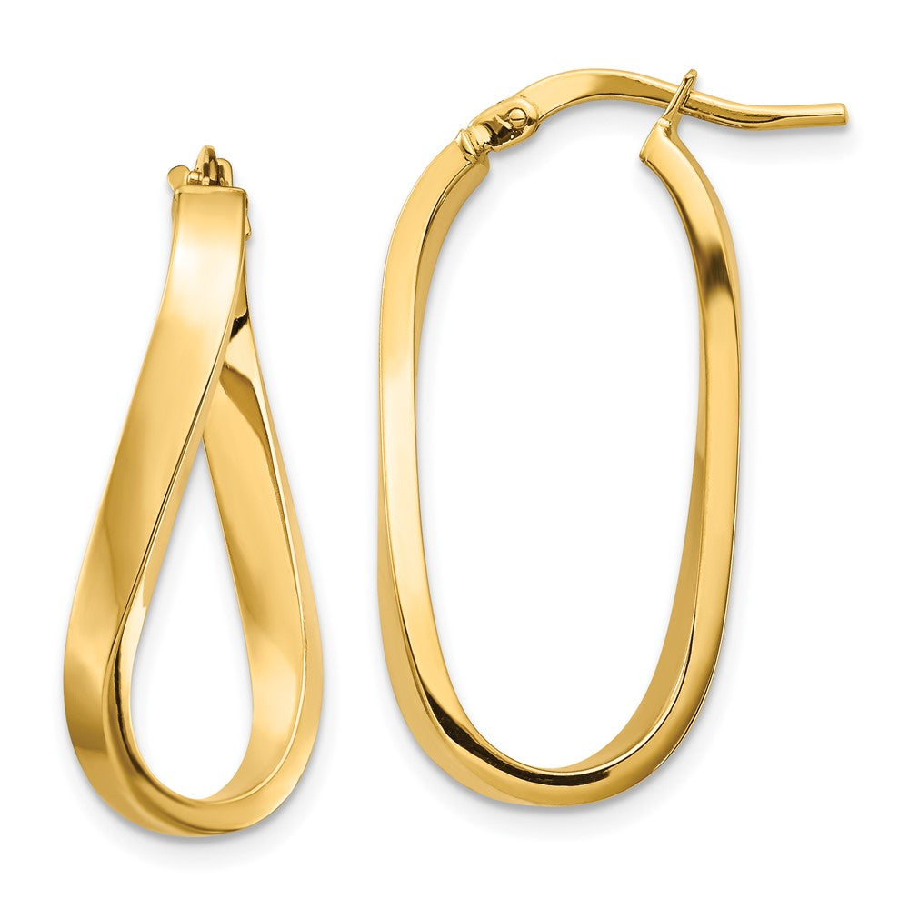 14k Yellow Gold 13.48 mm Wavy Hoop Earrings (1.65 grams)
