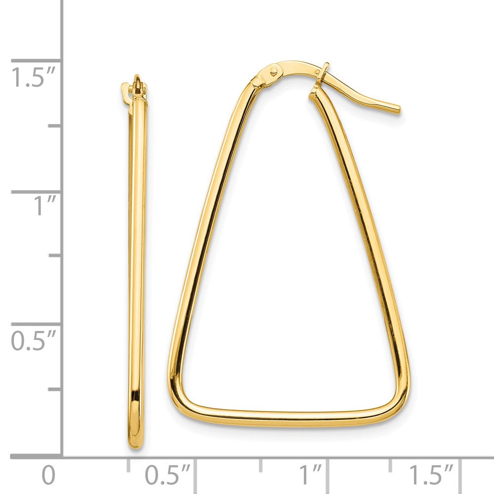 14k Yellow Gold 23.7 mm Polished Triangle Dangle Hoop Earrings (1.37 grams)