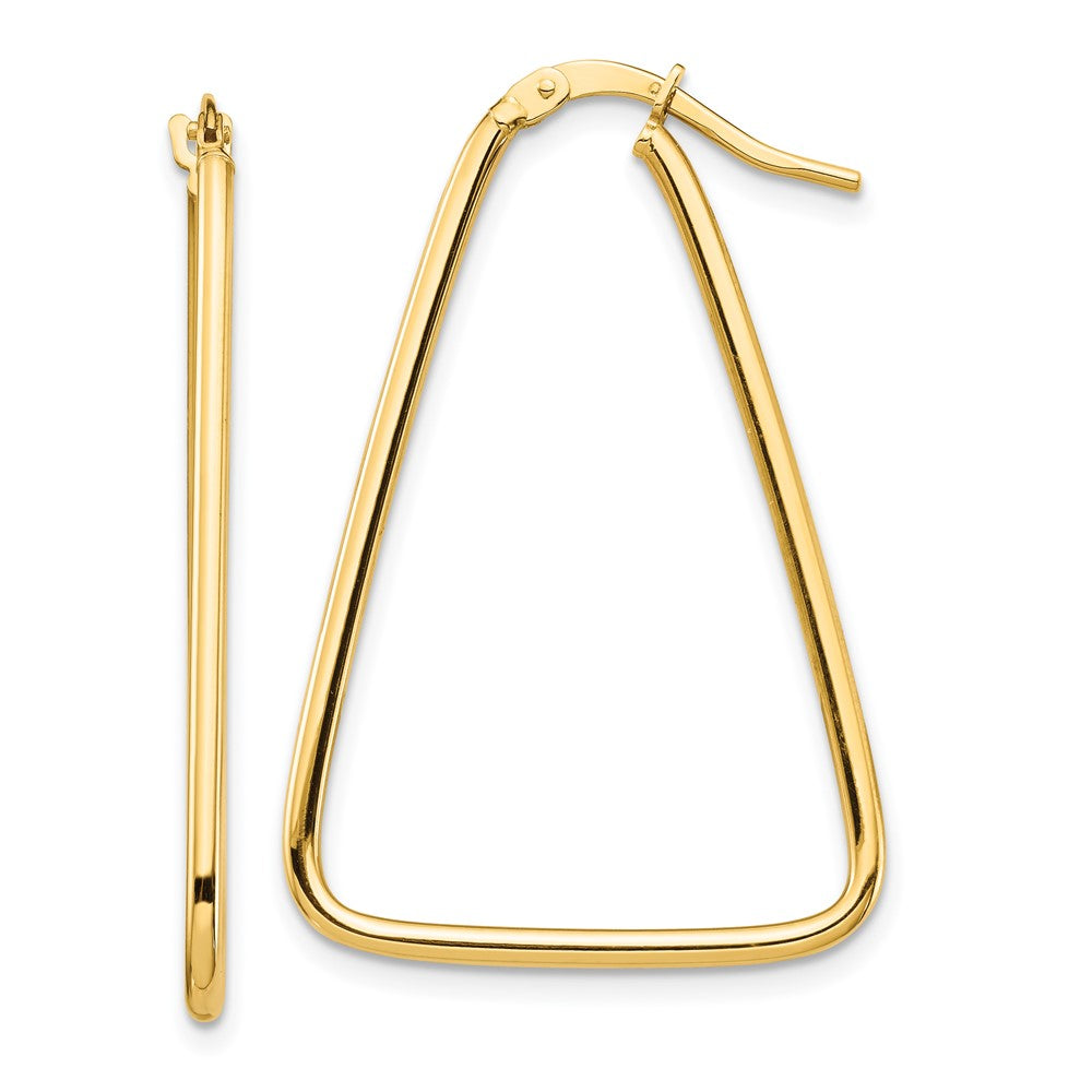 14k Yellow Gold 23.7 mm Polished Triangle Dangle Hoop Earrings (1.37 grams)