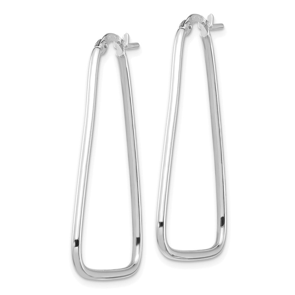 14k White Gold 23.7 mm  Polished Triangle Dangle Hoop Earrings (1.18 grams)