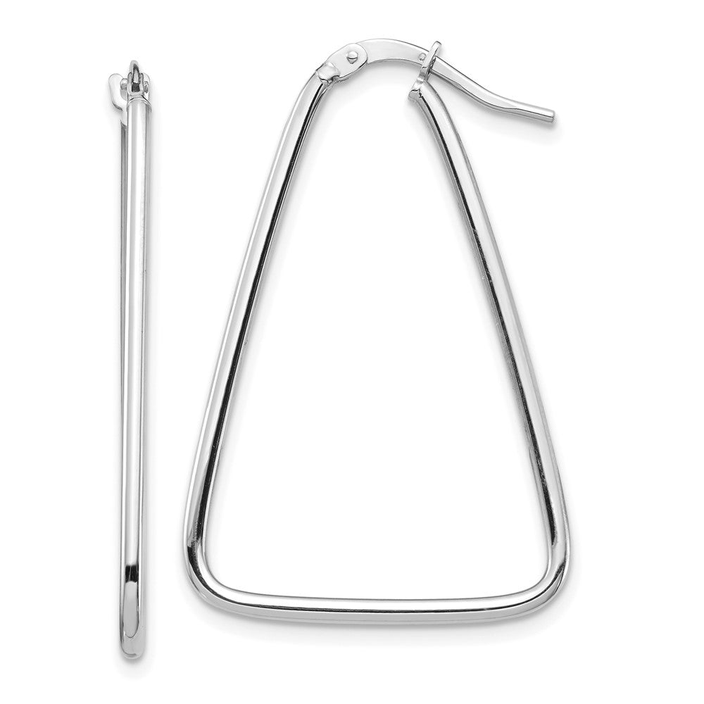 14k White Gold 23.7 mm  Polished Triangle Dangle Hoop Earrings (1.18 grams)