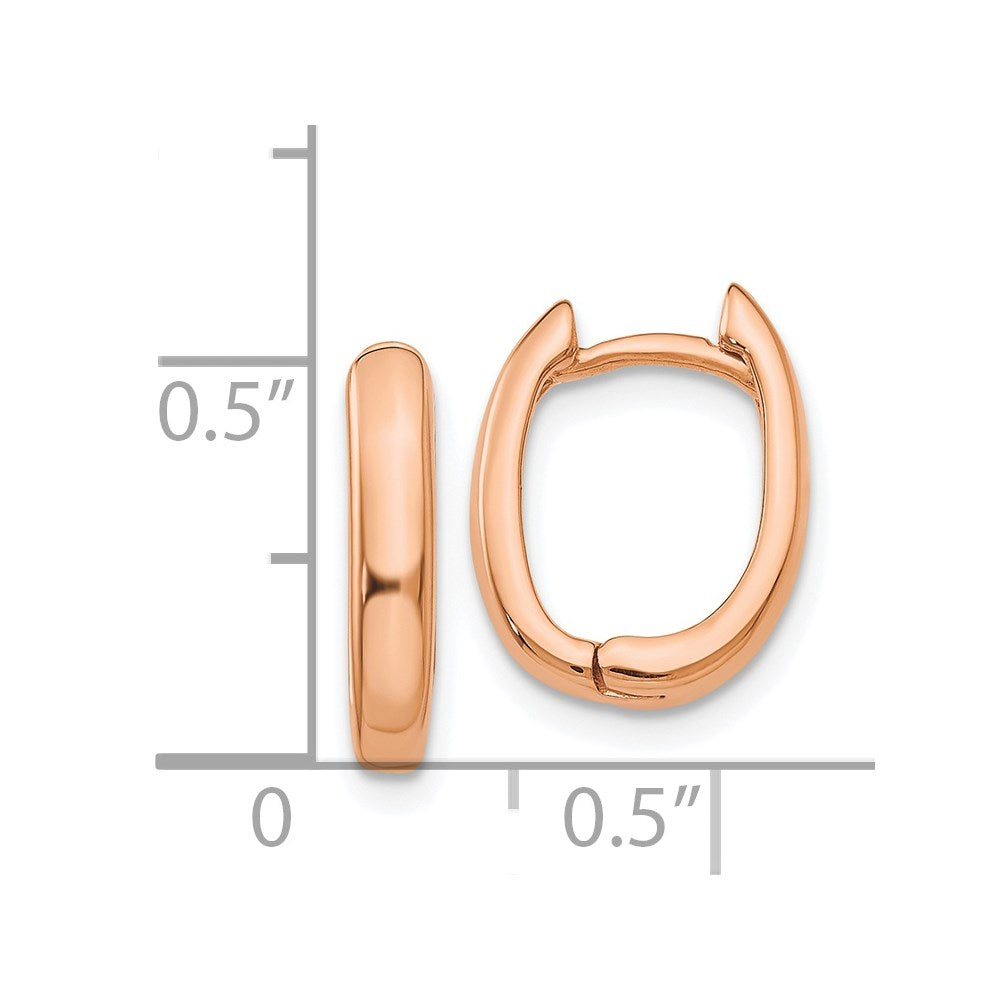 14k Rose Gold 3 mm Oval Hinged Hoop Earrings (2.32 grams)