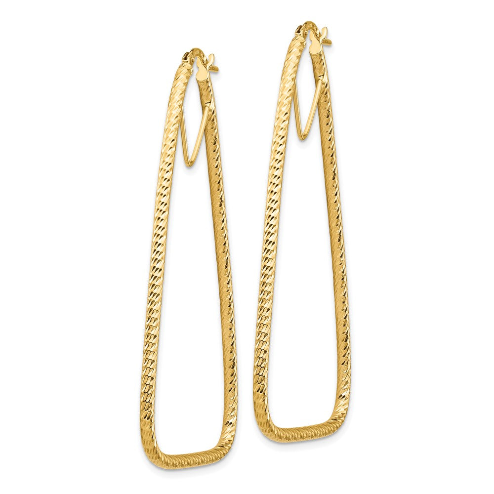 14k Yellow Gold 35.08 mm Polished & Diamond-cut Double Triangle Hoop Earrings (2.99 grams)