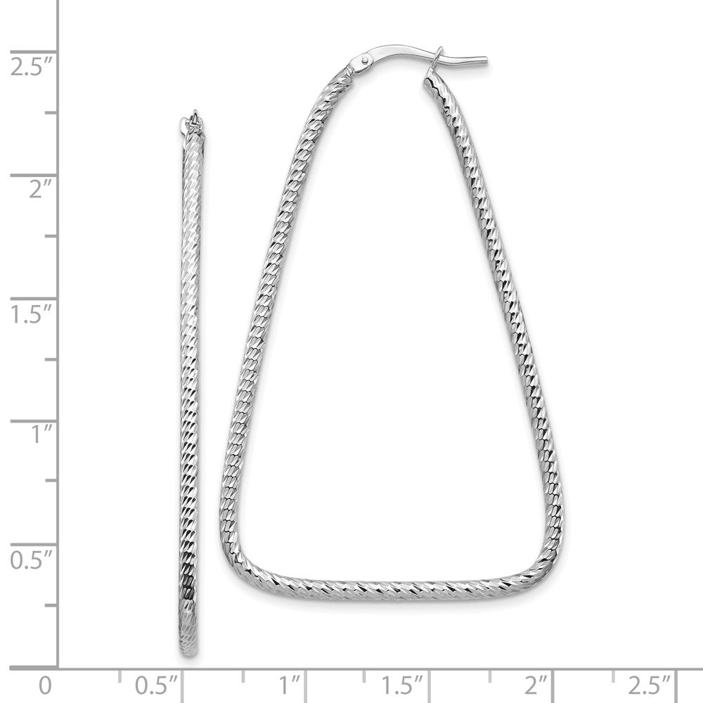 14k White Gold 35.08 mm Polished & Diamond-cut Double Triangle Hoop Earrings (2.83 grams)