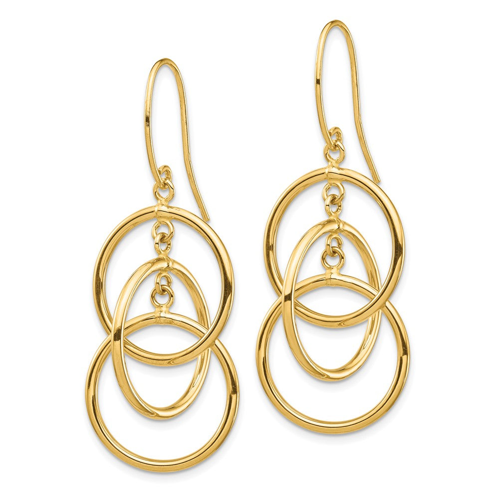 14k Yellow Gold 18 mm Polished Circles Dangle Earrings