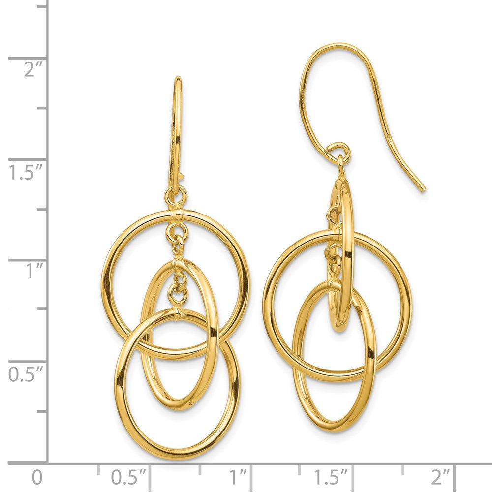 14k Yellow Gold 18 mm Polished Circles Dangle Earrings (2.81 grams)