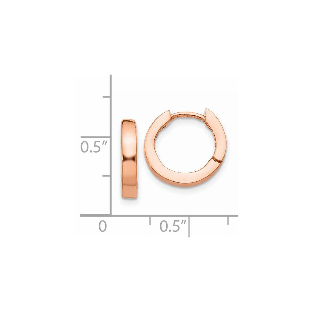 14k Rose Gold 2.5 mm Round Hinged Hoop Earrings (2.41 grams)