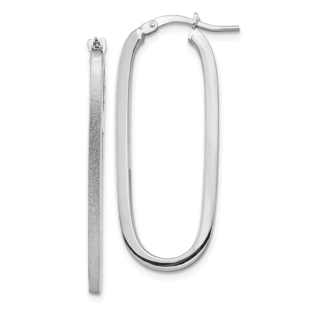 14k White Gold 15.08 mm Oval Hoop Earrings (2.28 grams)