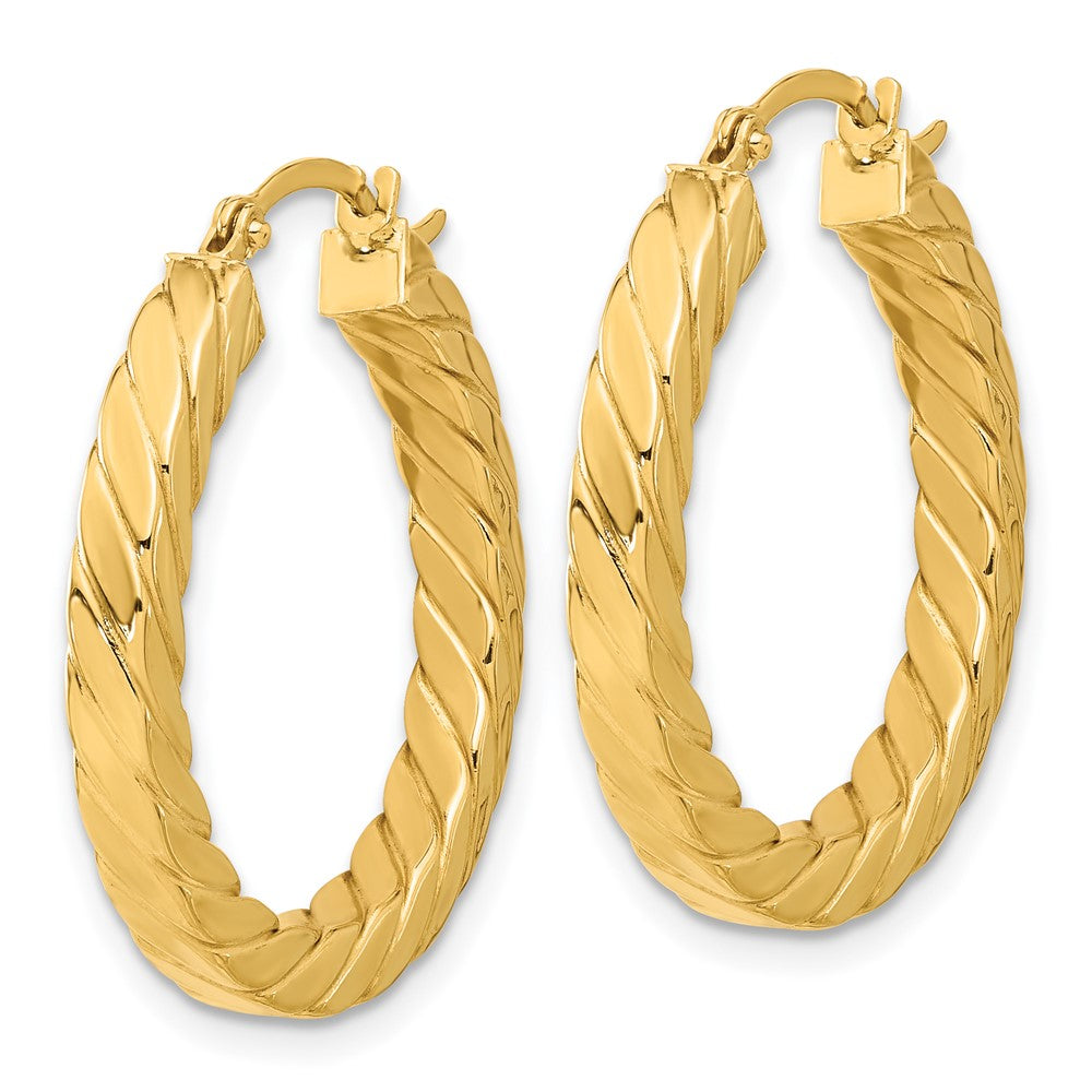 14k Yellow Gold 27.14 mm Square Tube Hoop Earrings (2.4 grams)