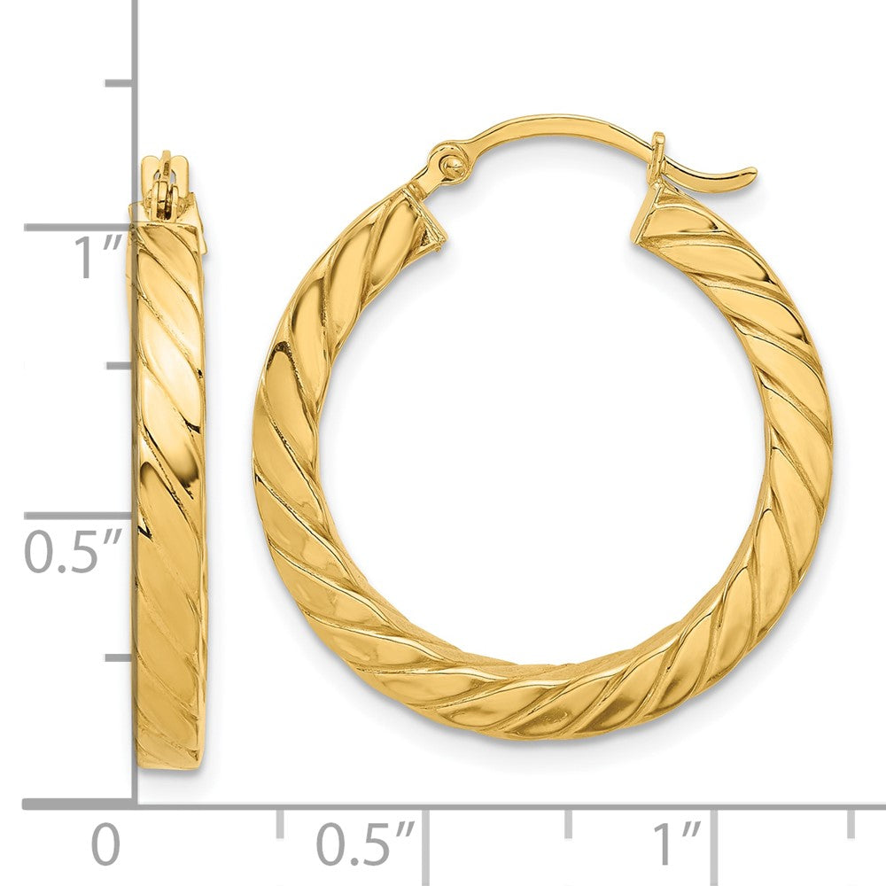 14k Yellow Gold 27.14 mm Square Tube Hoop Earrings (2.4 grams)