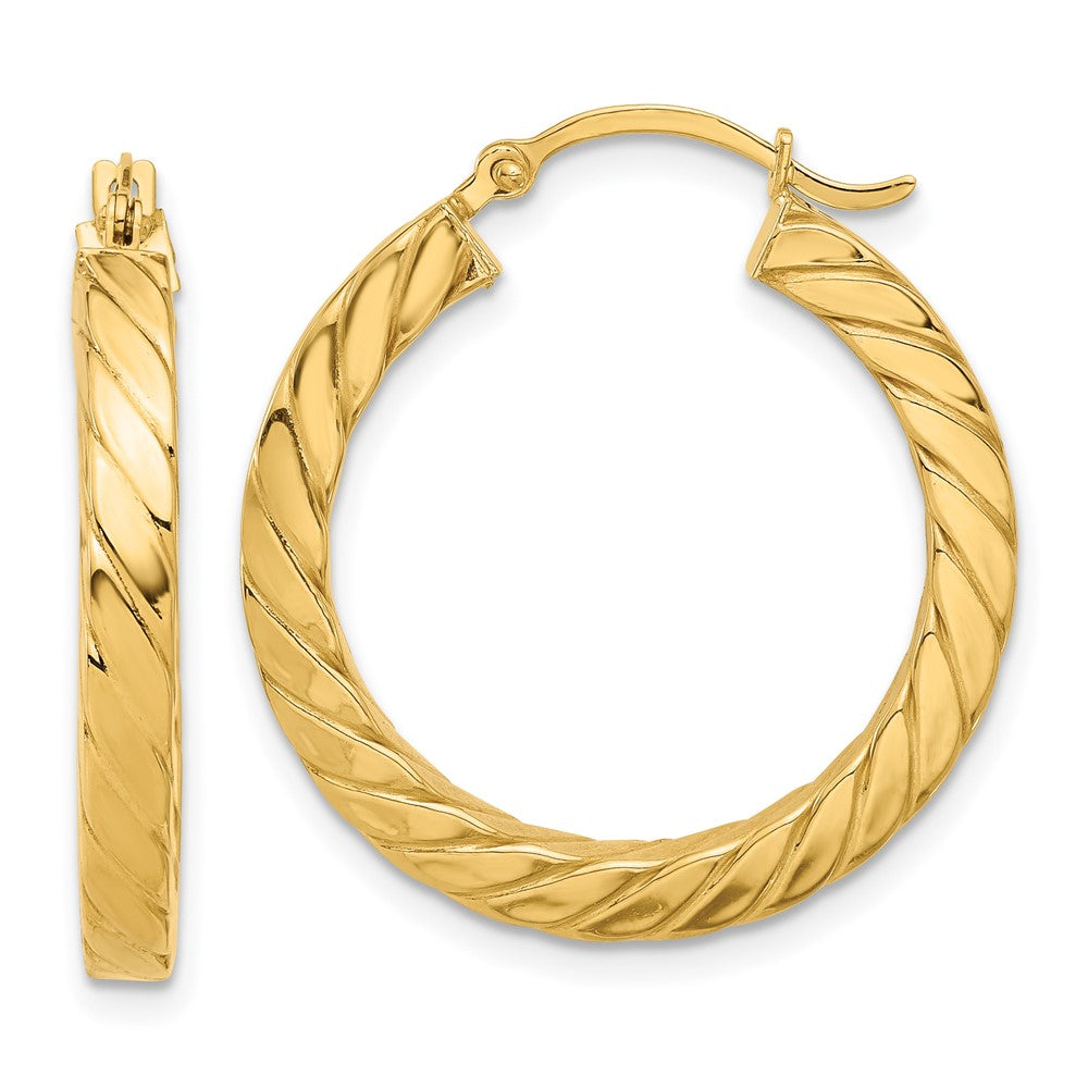 14k Yellow Gold 27.14 mm Square Tube Hoop Earrings (2.4 grams)