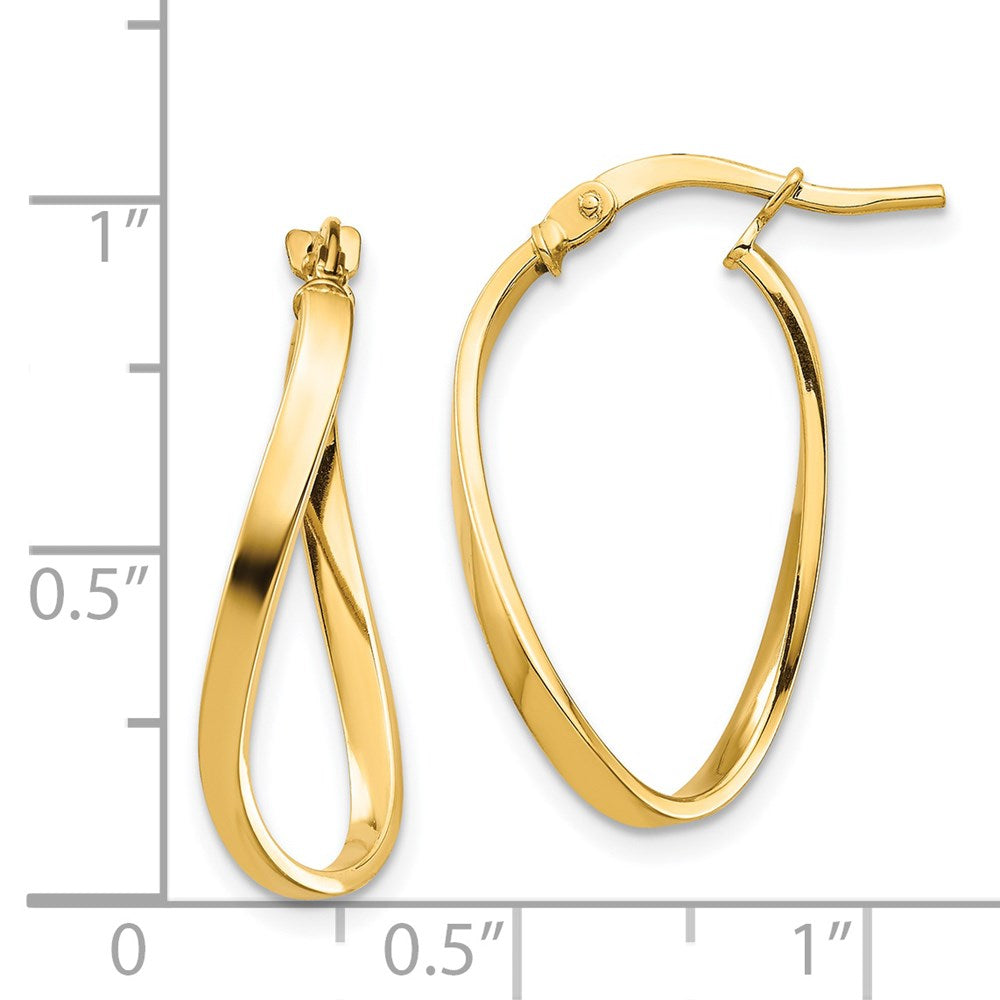 14k Yellow Gold 13.5 mm Wavy Hoop Earrings (0.99 grams)