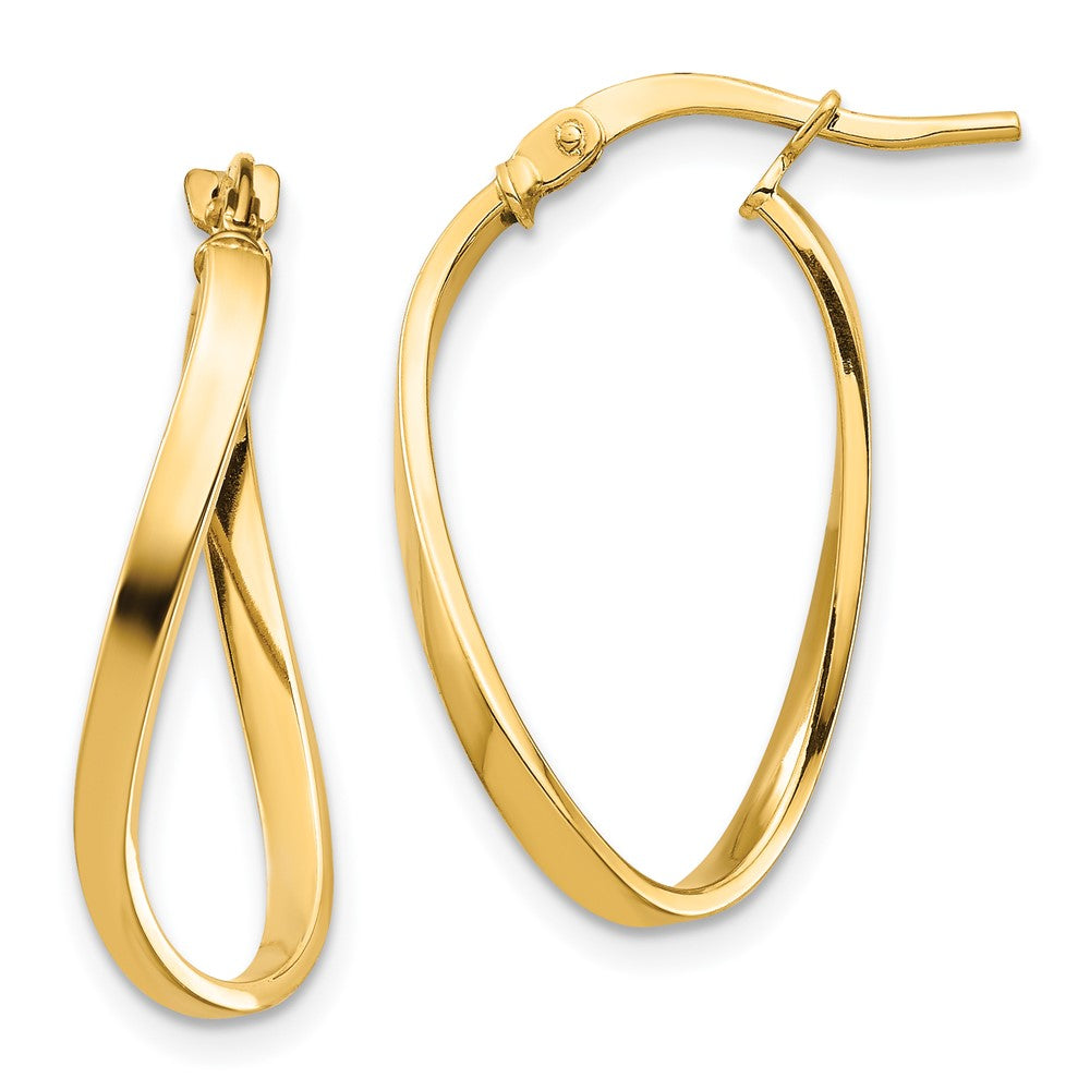 14k Yellow Gold 13.5 mm Wavy Hoop Earrings (0.99 grams)