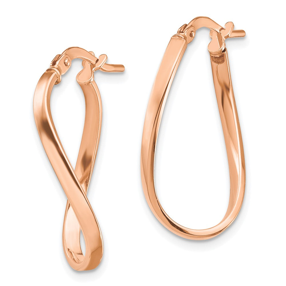 14k Rose Gold 14.2 mm Wavy Hoop Earrings (1.04 grams)