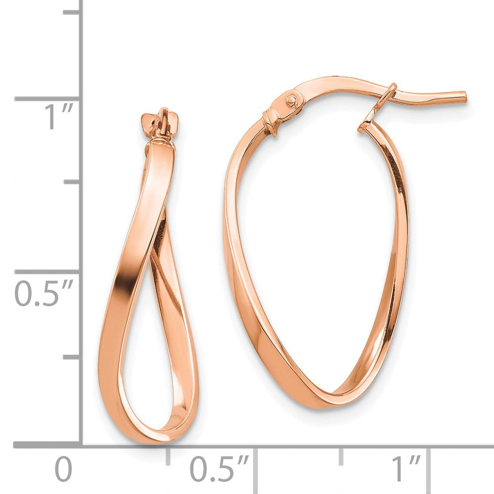 14k Rose Gold 14.2 mm Wavy Hoop Earrings (1.04 grams)