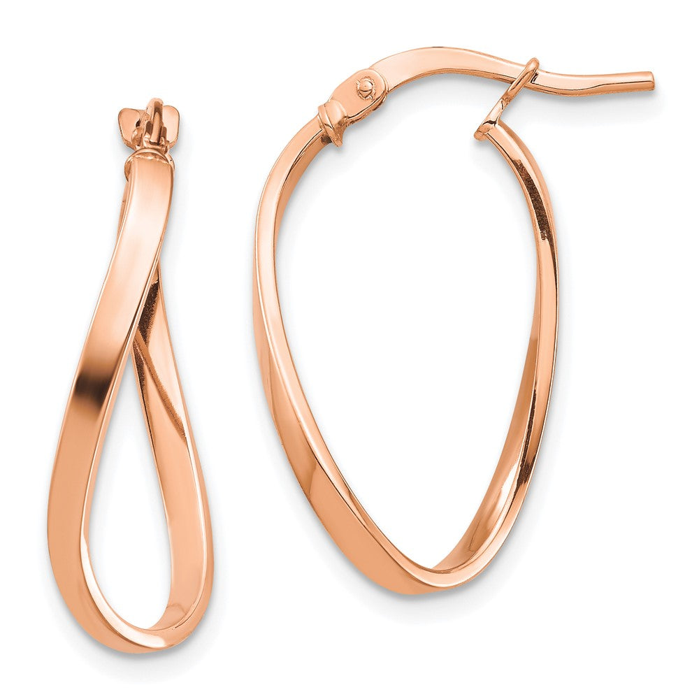 14k Rose Gold 14.2 mm Wavy Hoop Earrings (1.04 grams)