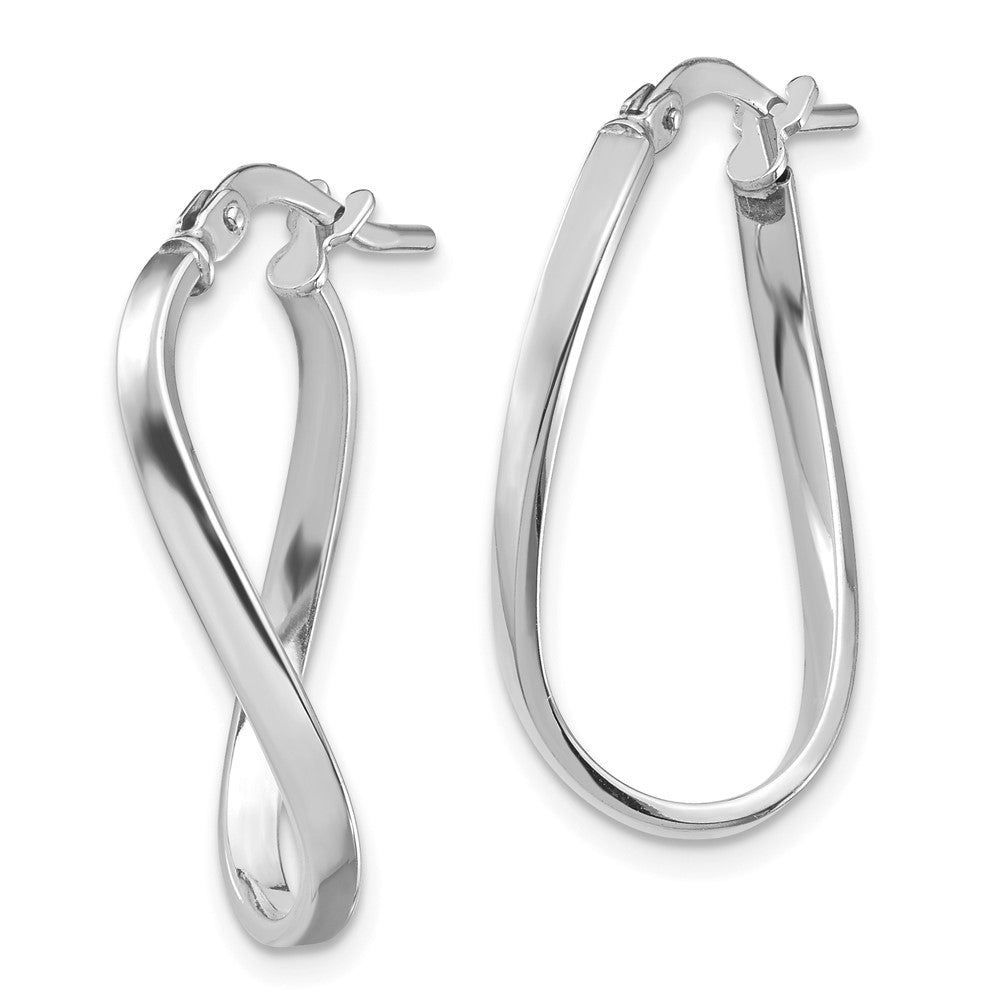 14k White Gold 14.7 mm Wavy Hoop Earrings (1.08 grams)