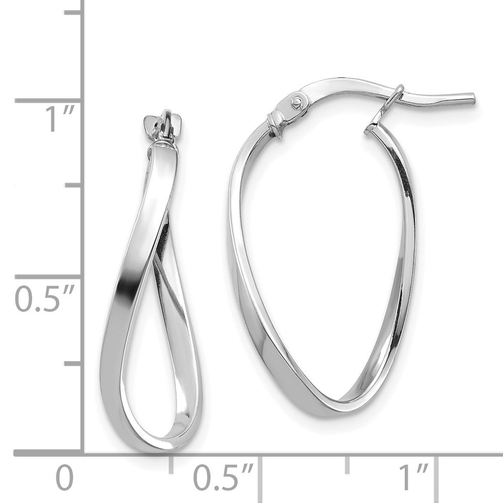 14k White Gold 14.7 mm Wavy Hoop Earrings (1.08 grams)