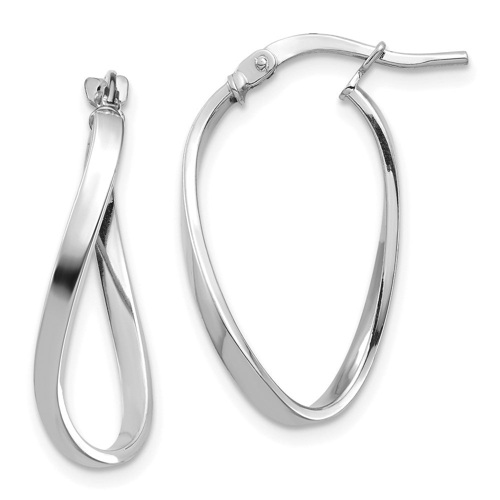 14k White Gold 14.7 mm Wavy Hoop Earrings (1.08 grams)