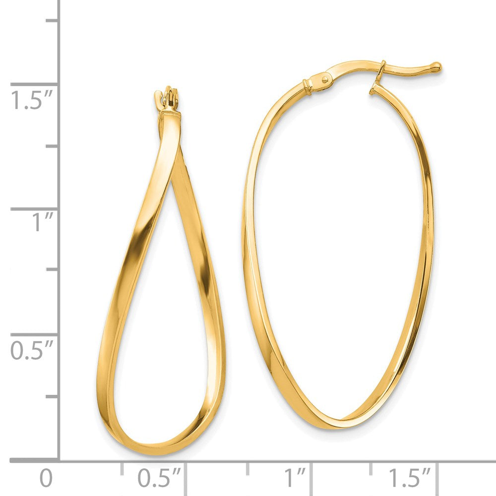 14k Yellow Gold 21.58 mm Wavy Hoop Earrings (1.33 grams)