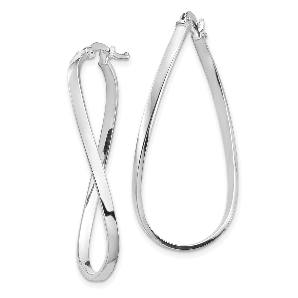 14k White Gold 21.44 mm Wavy Hoop Earrings (1.42 grams)