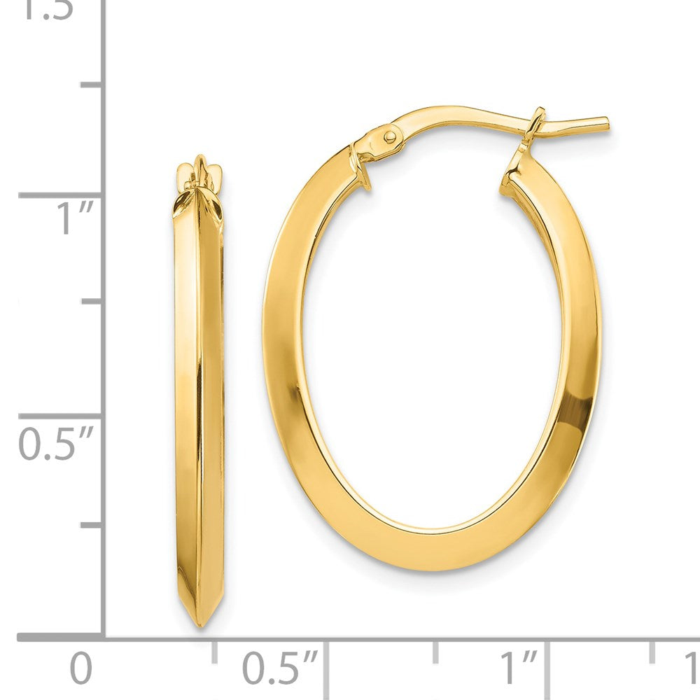 14k Yellow Gold 19.59 mm Knife Edge Oval Hoop Earrings (2.35 grams)