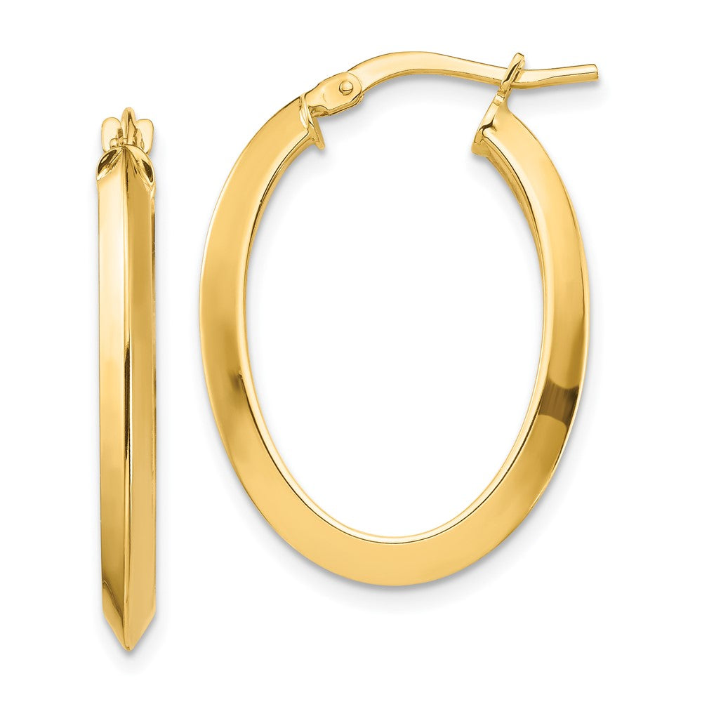 14k Yellow Gold 19.59 mm Knife Edge Oval Hoop Earrings (2.35 grams)