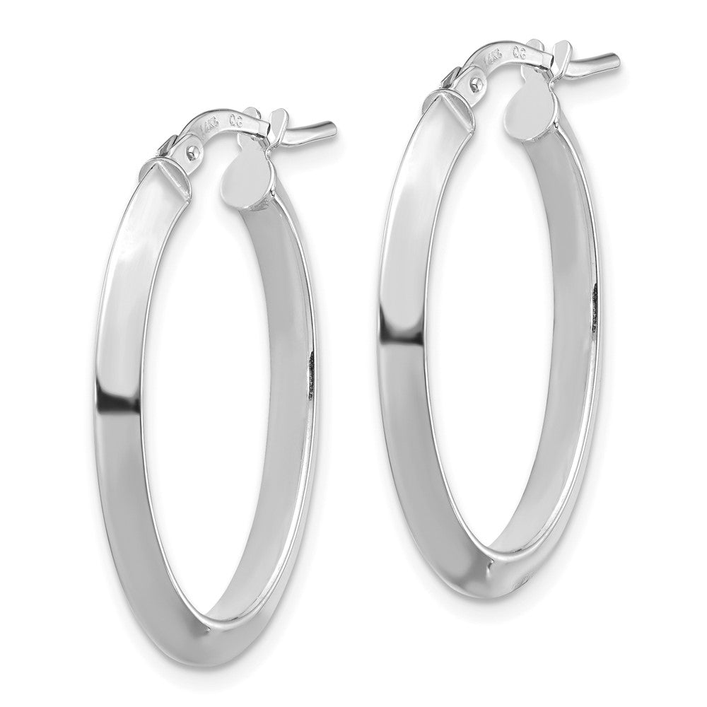 14k White Gold 18.29 mm Knife Edge Oval Hoop Earrings (2.57 grams)