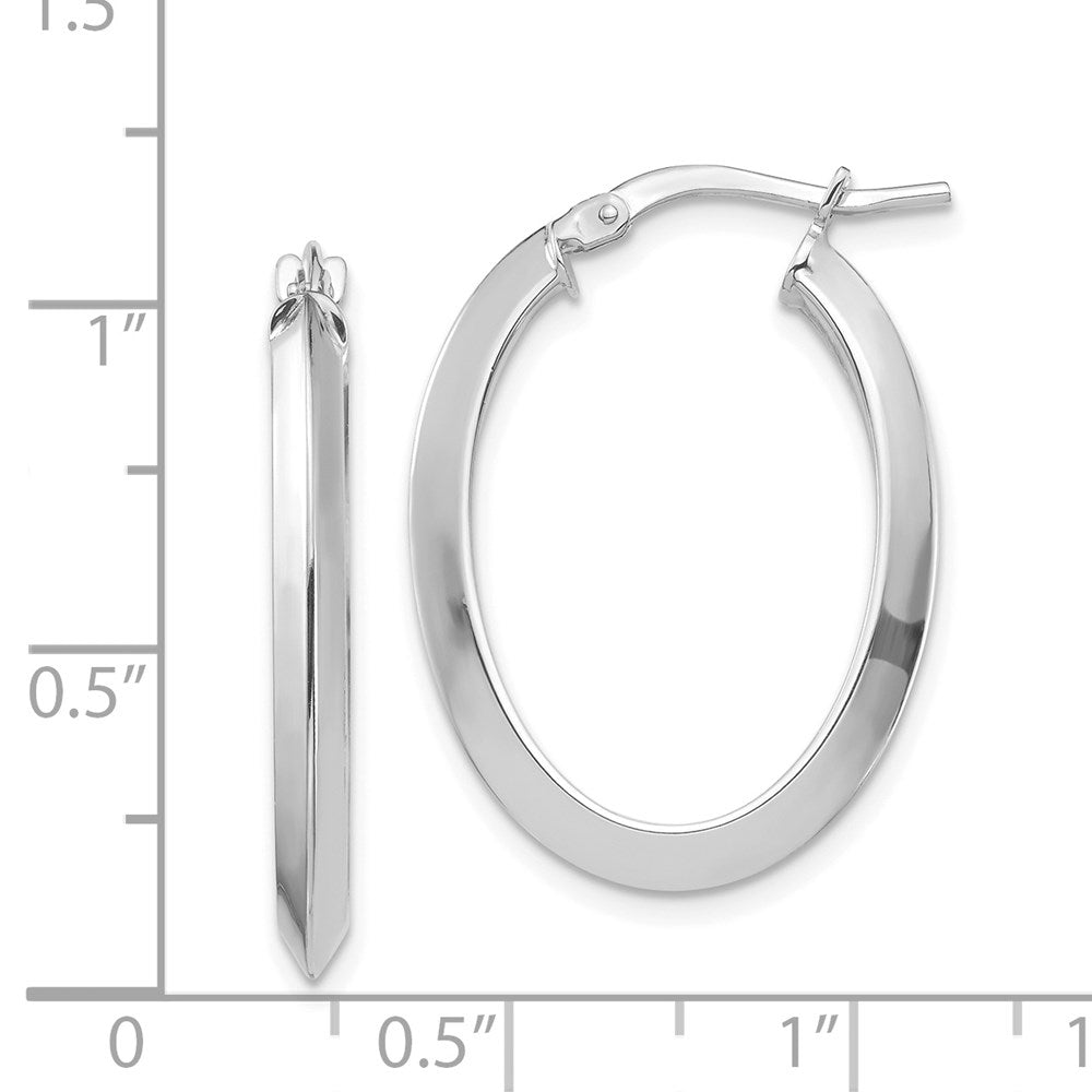 14k White Gold 18.29 mm Knife Edge Oval Hoop Earrings (2.57 grams)