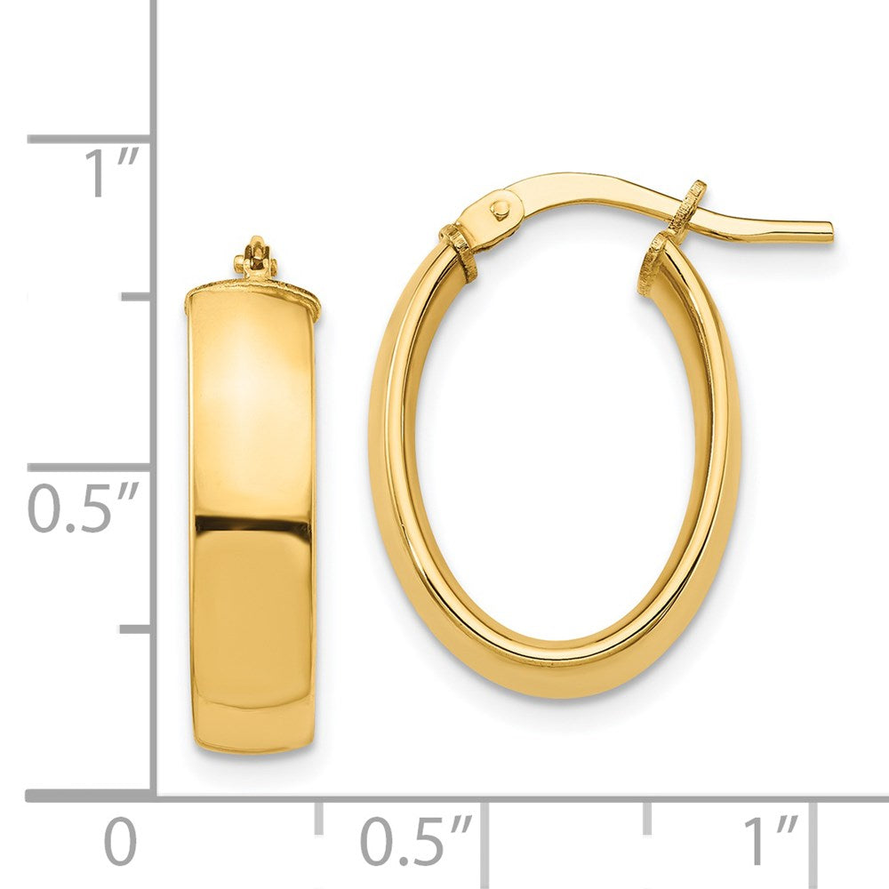 14k Yellow Gold 13.93 mm Oval Hoop Earrings (1.55 grams)