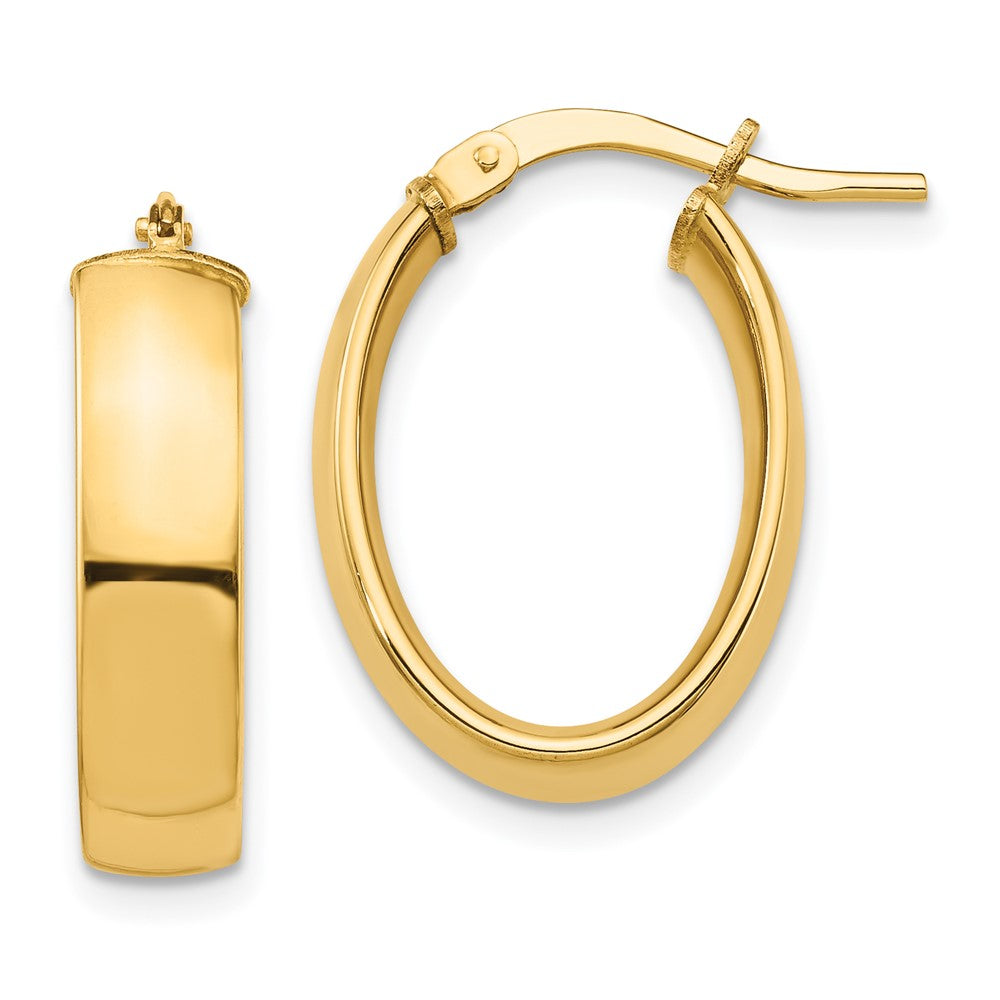 14k Yellow Gold 13.93 mm Oval Hoop Earrings (1.55 grams)