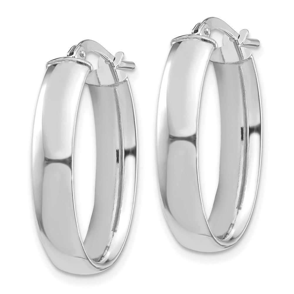14k White Gold 16.77 mm Oval Hoop Earrings (2.31 grams)