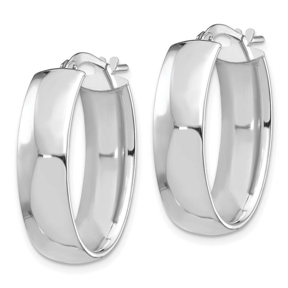14k White Gold 17.14 mm Oval Hoop Earrings (3.05 grams)