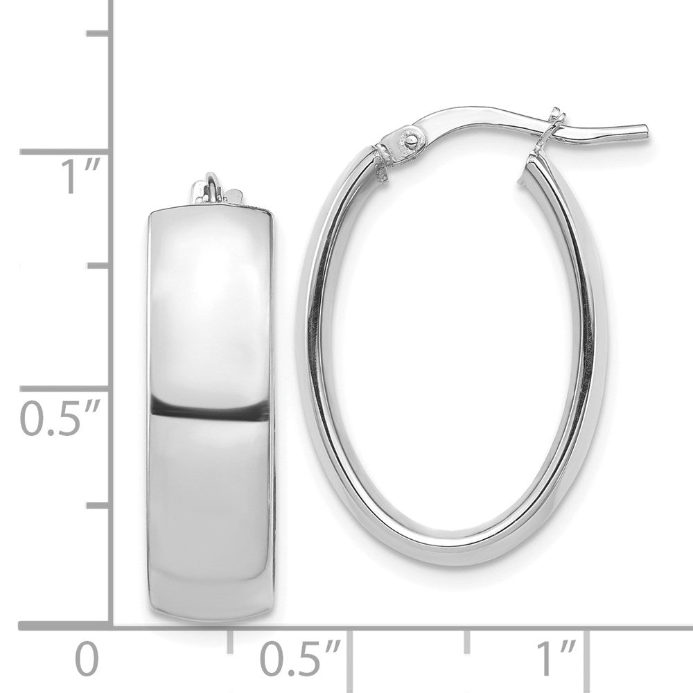 14k White Gold 17.14 mm Oval Hoop Earrings (3.05 grams)