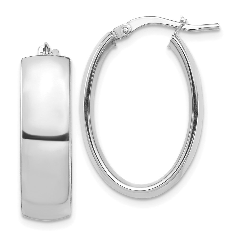 14k White Gold 17.14 mm Oval Hoop Earrings (3.05 grams)