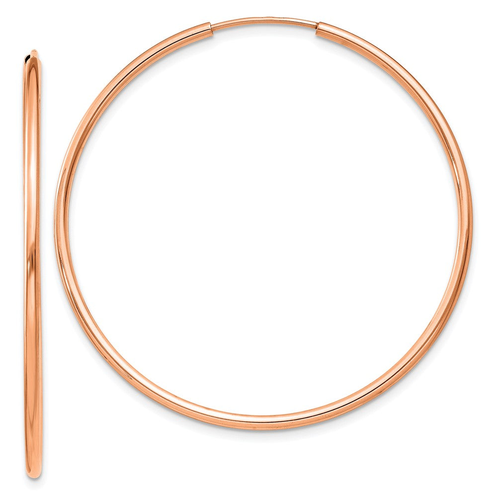 14k Rose Gold 40.5 mm Polished Endless Hoop Earrings (1.65 grams)
