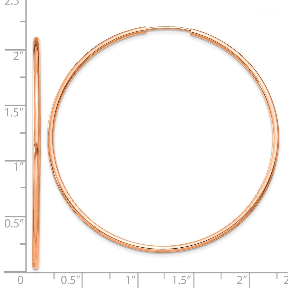 14k Rose Gold 51 mm Polished Endless Hoop Earrings (2.19 grams)