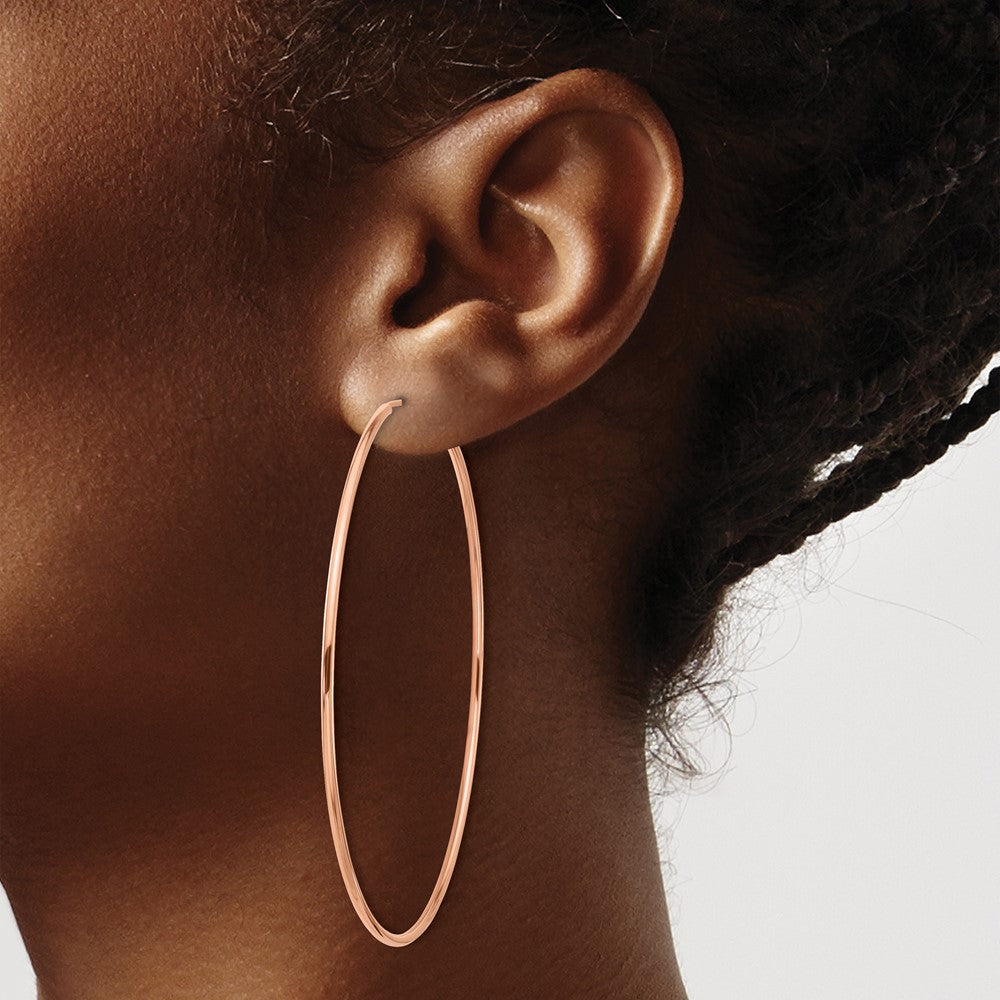 14k Rose Gold 64 mm Polished Endless Hoop Earrings (2.85 grams)