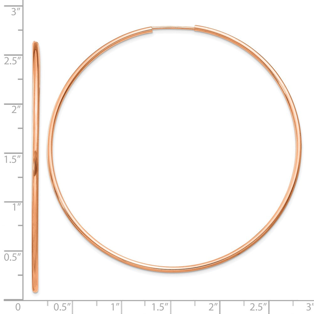 14k Rose Gold 64 mm Polished Endless Hoop Earrings (2.85 grams)