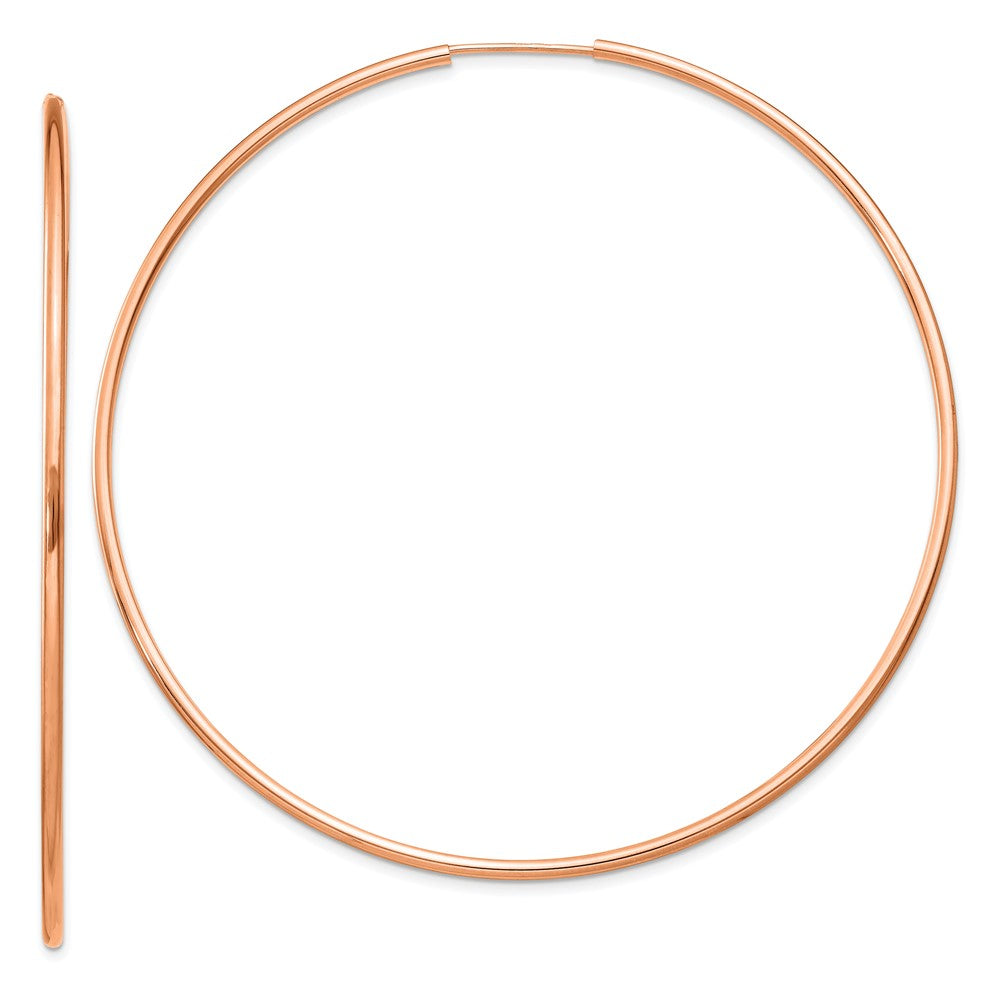 14k Rose Gold 64 mm Polished Endless Hoop Earrings (2.85 grams)