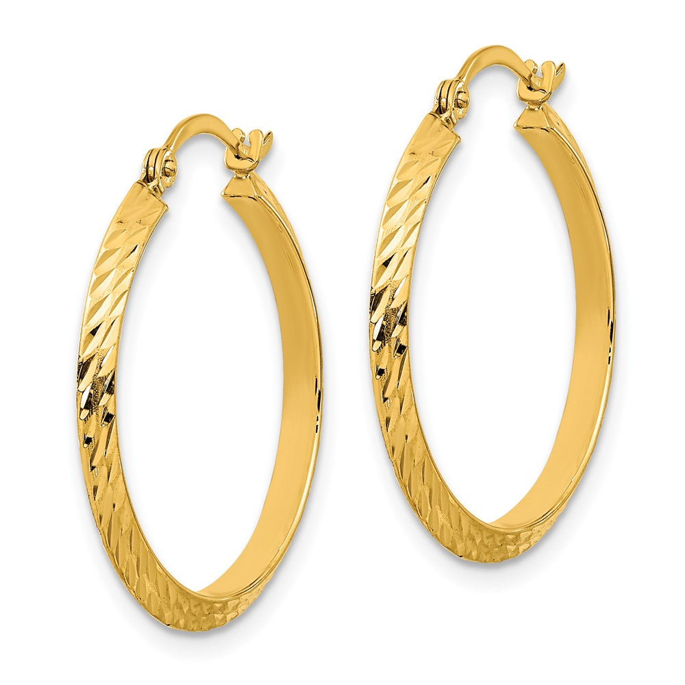 14k Yellow Gold 25.25 mm Polished Diamond-Cut Hoop Earrings