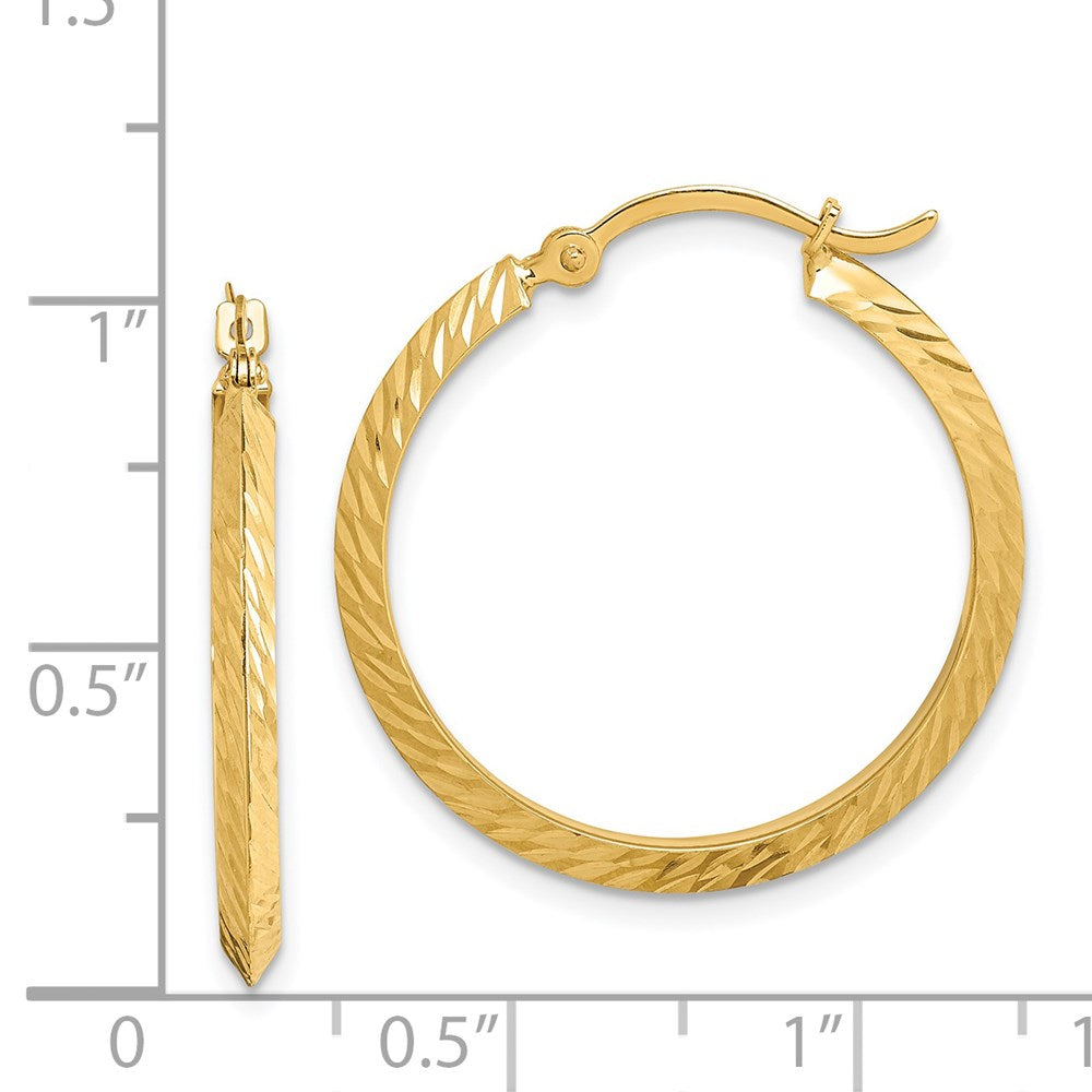 14k Yellow Gold 25.25 mm Polished Diamond-Cut Hoop Earrings (1.38 grams)