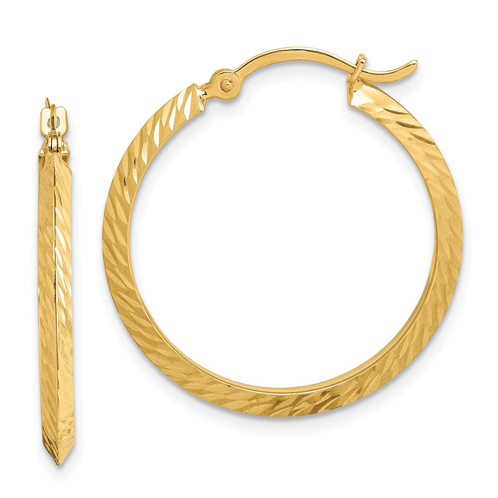 14k Yellow Gold 25.25 mm Polished Diamond-Cut Hoop Earrings