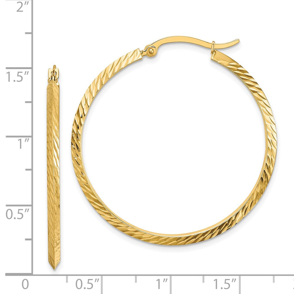 14k Yellow Gold 38 mm Polished Diamond-Cut Hoop Earrings (2.14 grams)