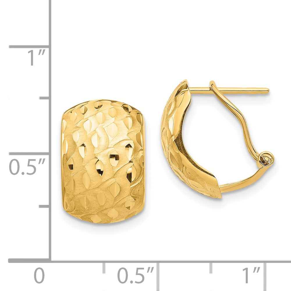 14k Yellow Gold 9.95 mm Textured Omega Back Earrings (1.9 grams)