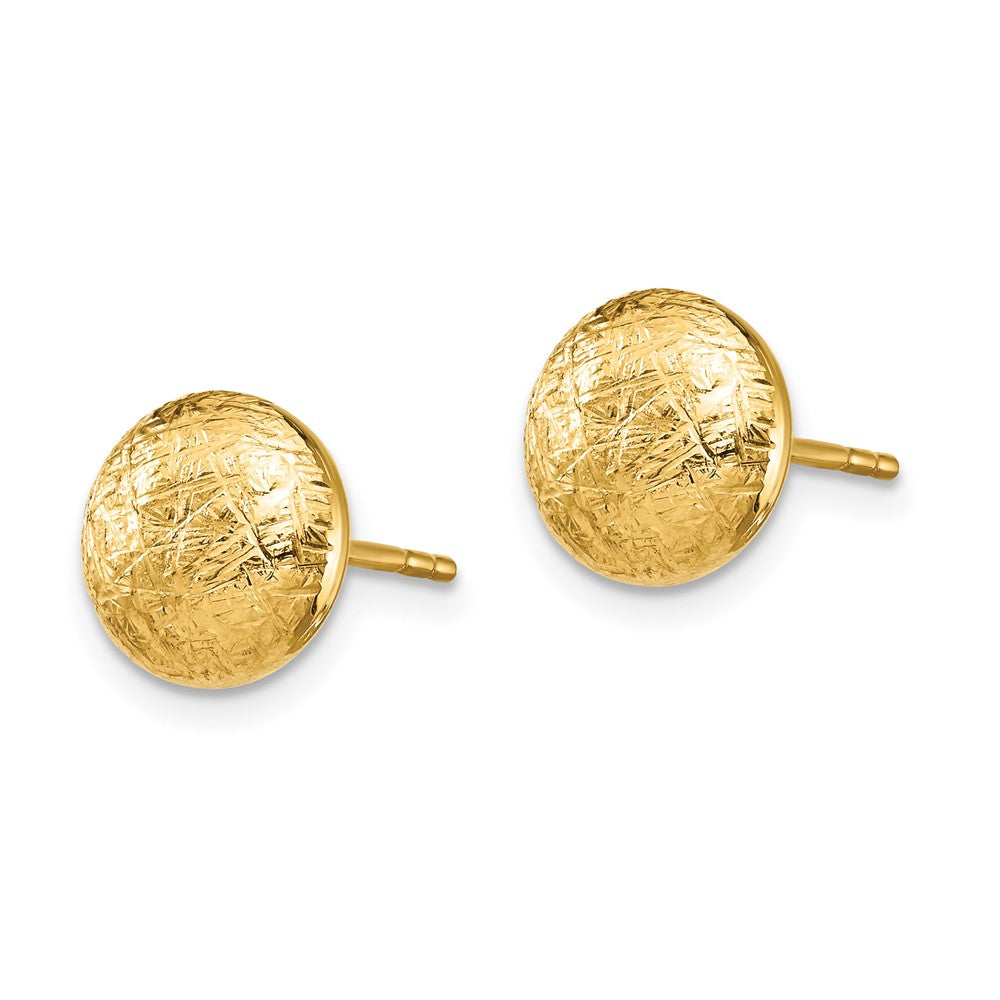 14k Yellow Gold 8 mm Scratch Finish Hollow Post Earrings